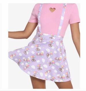 Hello Kitty Pusheen Purple skirt Small Suspenders